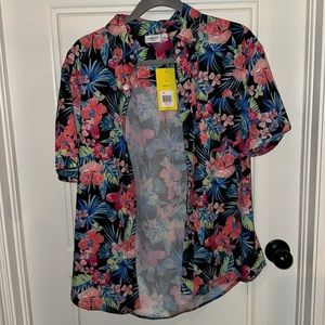 Cabana by Crown & Ivy Tropical Print Button Down Top